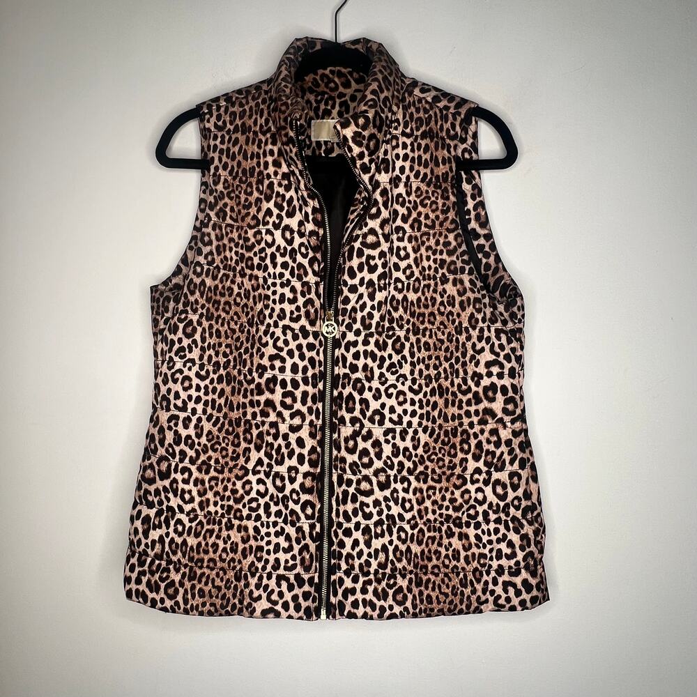 Michael Kors Leopard Puffer Vest Size M - Picture 2 of 8